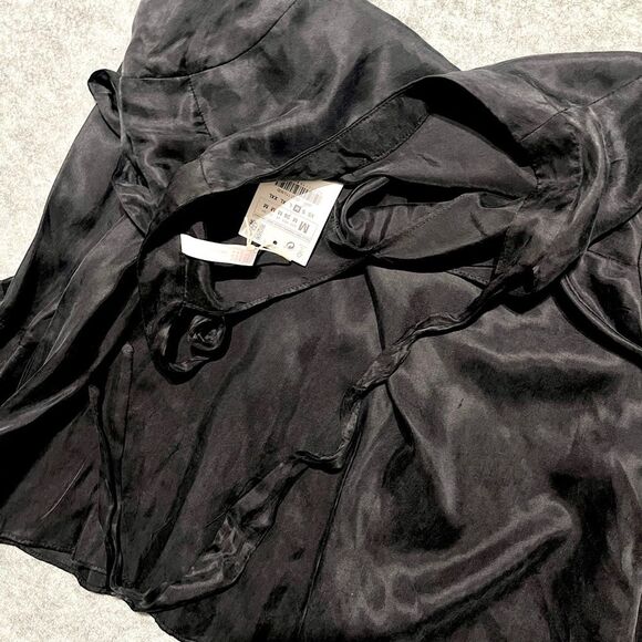 Zara silk satin effect black blouse with bell sleeve size M 2032/115 - Picture 8 of 8